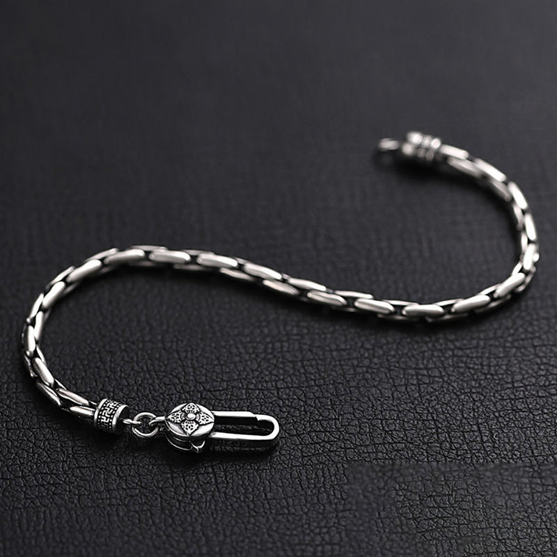 Pulseira masculina stilo banhado a prata